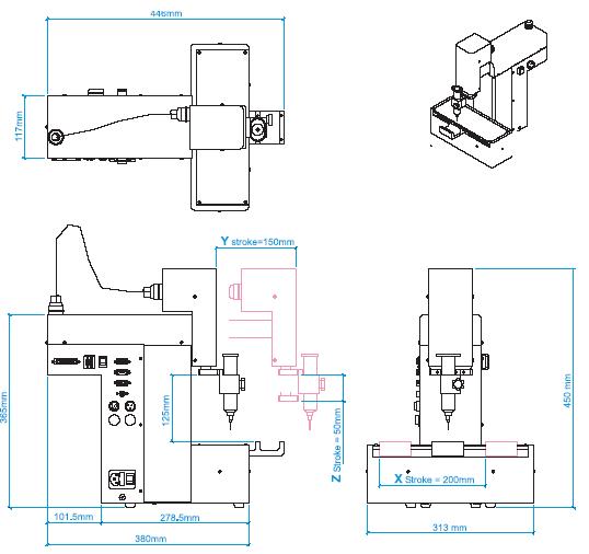 I&J7100 Dispensing Robot dimensions