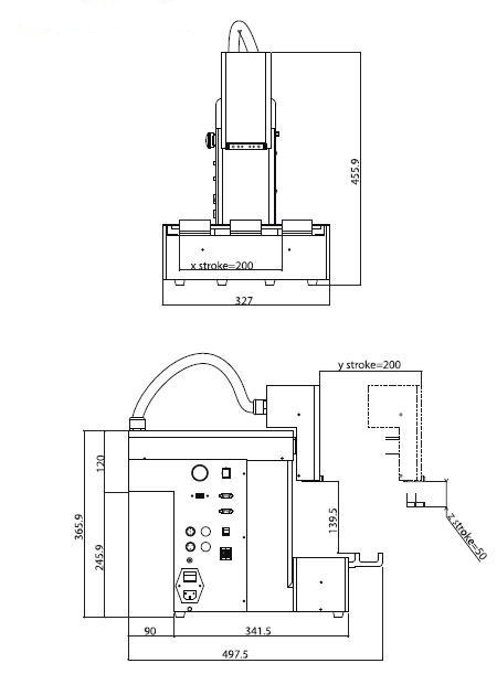 F4200N Desktop Dispensing Robot Dimensions