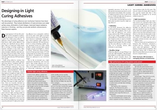 Designing light curing adhesives into your product