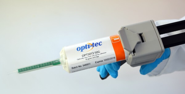 Water white optically clear epoxy adhesive for strong bonds and fast cures