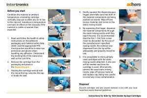 Instructions for adhesives - double syringe cartridges
