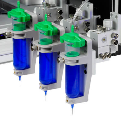 Integrated dispensing tip alignment ensures consistent dispensing placements