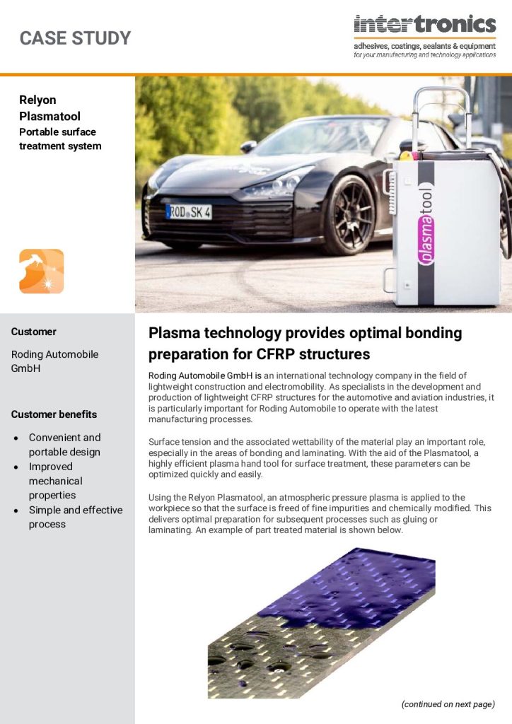 Plasma technology provides optimal bonding preparation for CFRP structures