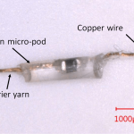 Micro-pod encapsulating microelectronics for electronic textiles