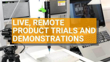 Live, remote trials and demonstrations for adhesives and equipment