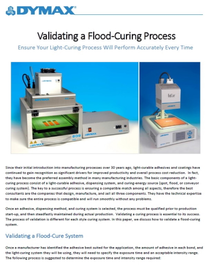 validating a UV flood curing process