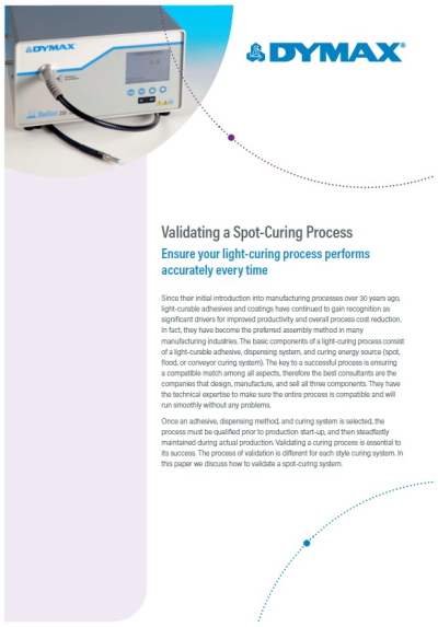validating a UV spot curing process