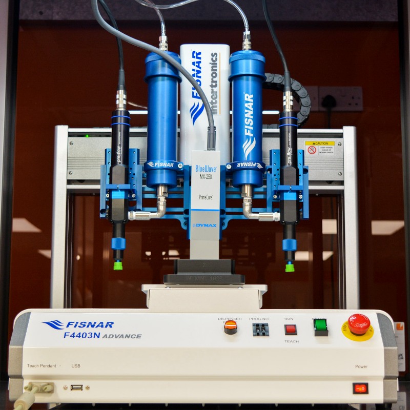Dual dispensing and curing automated robot