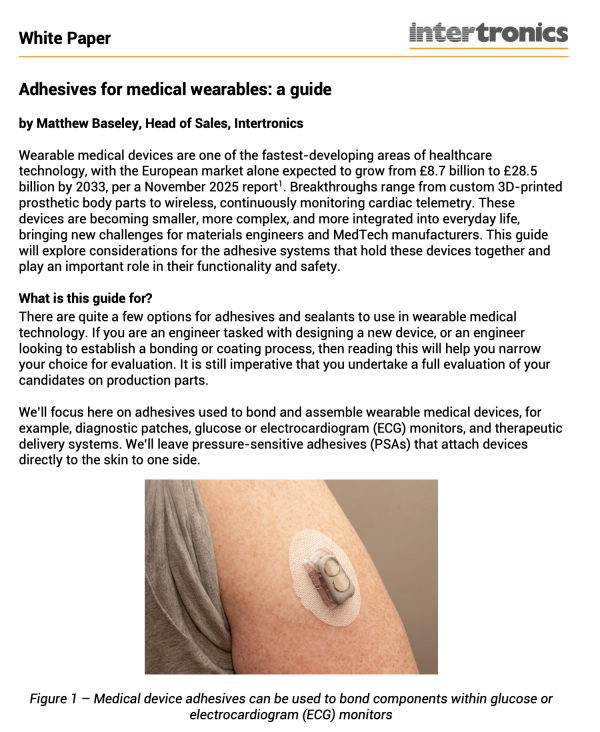 Adhesives for medical wearables: a guide